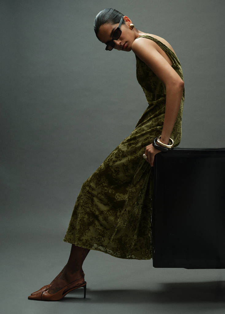 Robe Jacquard Col En V