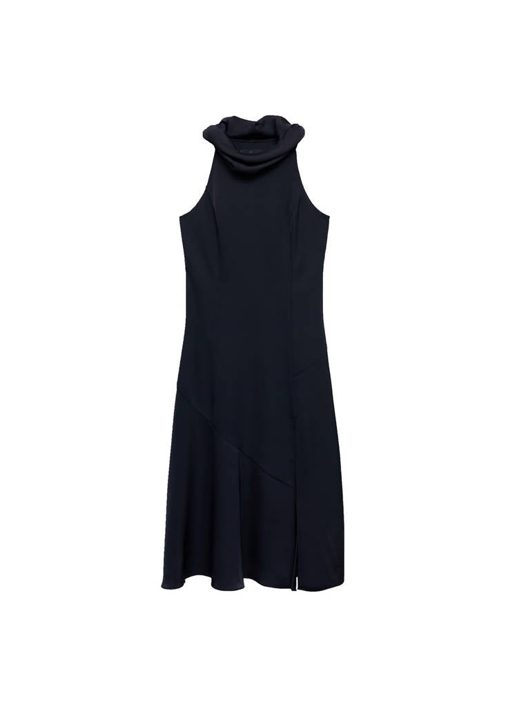 Ausgestelltes Kleid Mit Wasserfallkragen