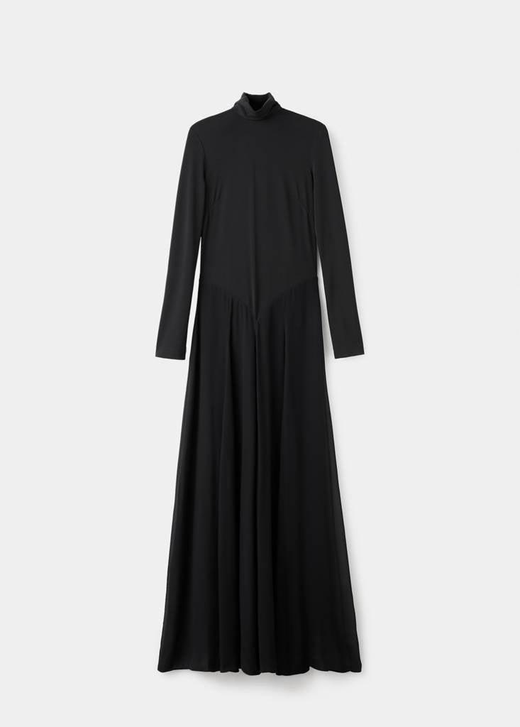 Robe Évasée Col Montant
