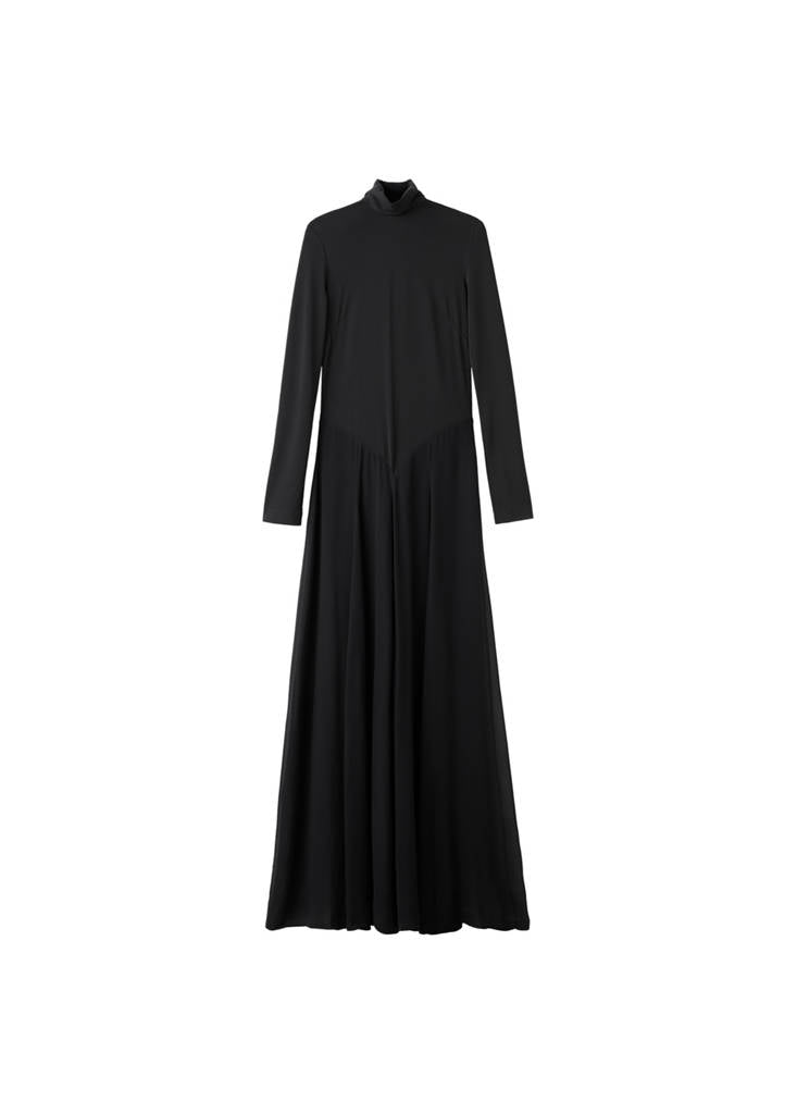 Robe Évasée Col Montant