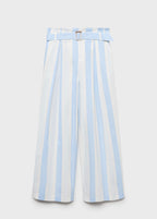 Pantalon Style Jupe-Culotte À Rayures Avec Ceinture