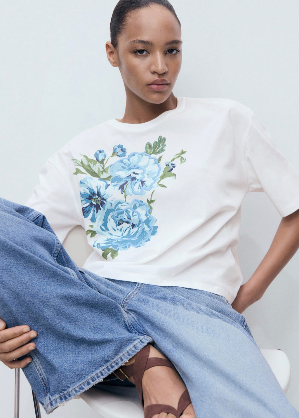 T-Shirt Coton Imprimé Fleur