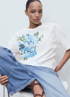 T-Shirt Coton Imprimé Fleur