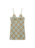 Robe Décolletée À Carreaux