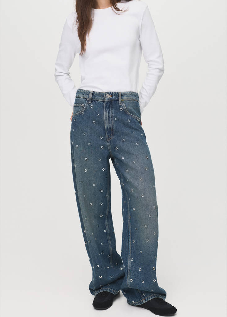 Barrel-jeans med snørehuller