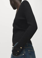 Ribstrikket Cardigan Med Knapper