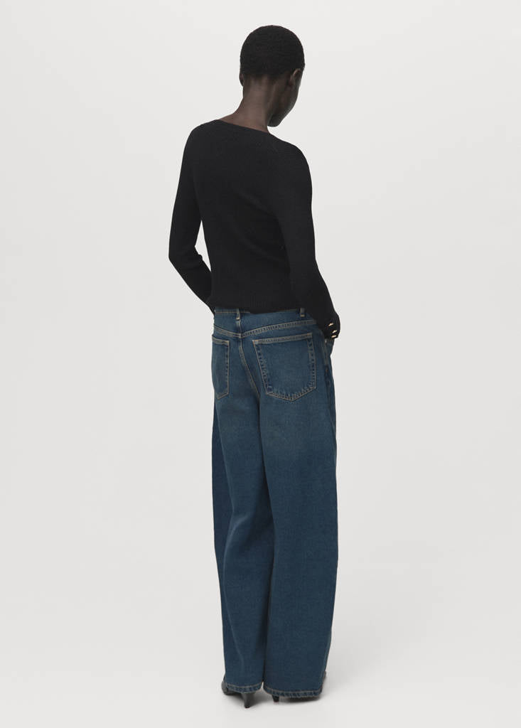 Ribstrikket Cardigan Med Knapper