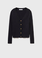 Ribstrikket Cardigan Med Knapper