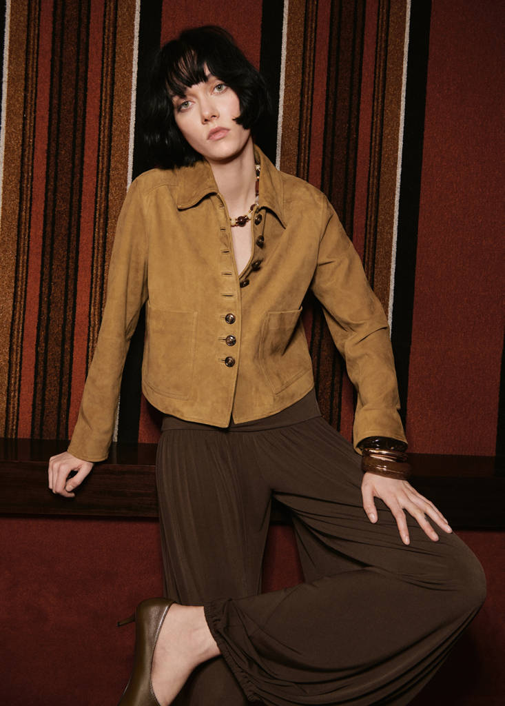 Velourslederjacke mit Knöpfen