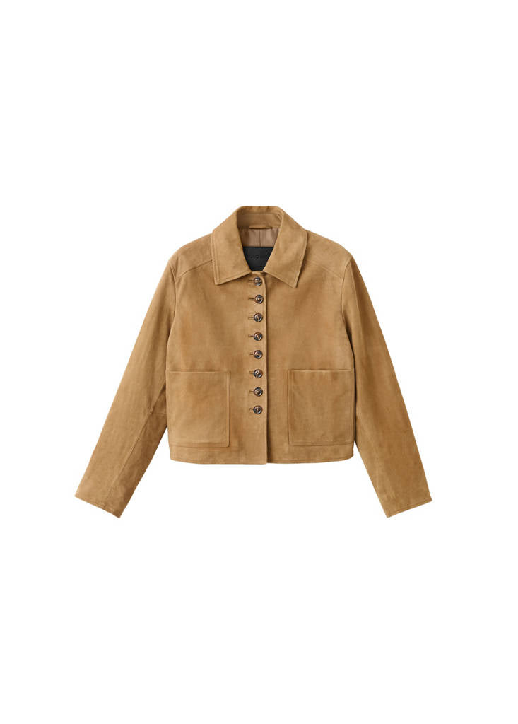 Velourslederjacke mit Knöpfen