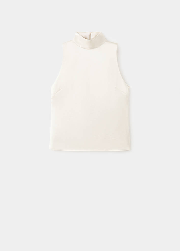 Satin High-Neck Blouse