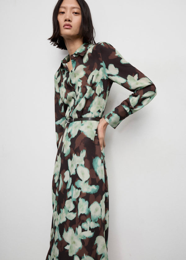 Printed Shirt Dress with Belt
