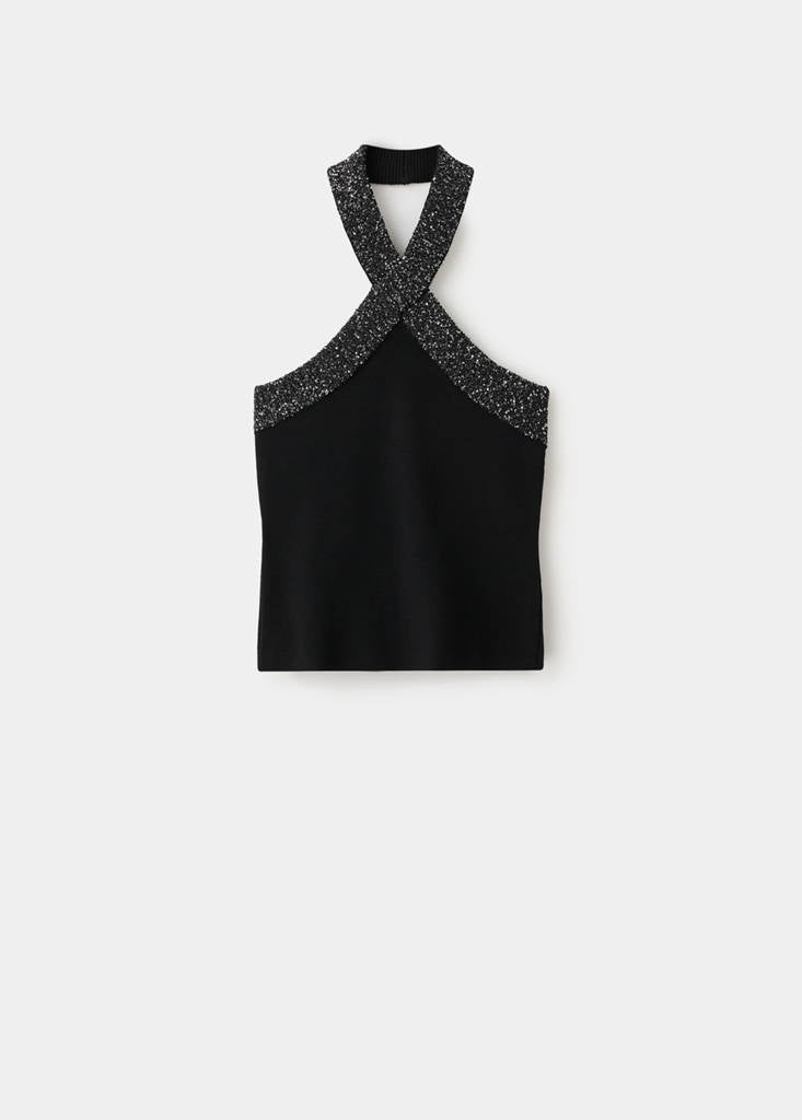Glänzendes Neckholder-Top