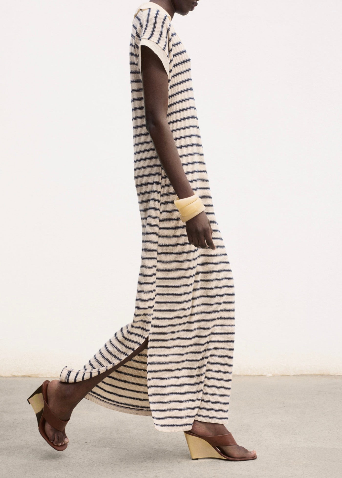 Robe Longue Maille Rayures