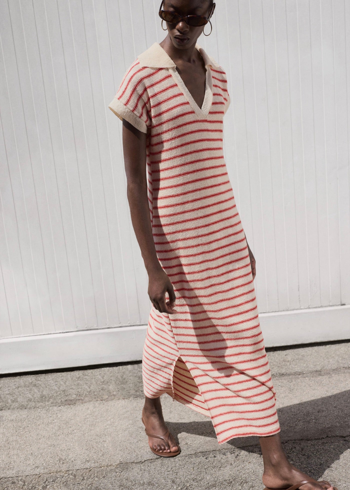 Robe Longue Maille Rayures