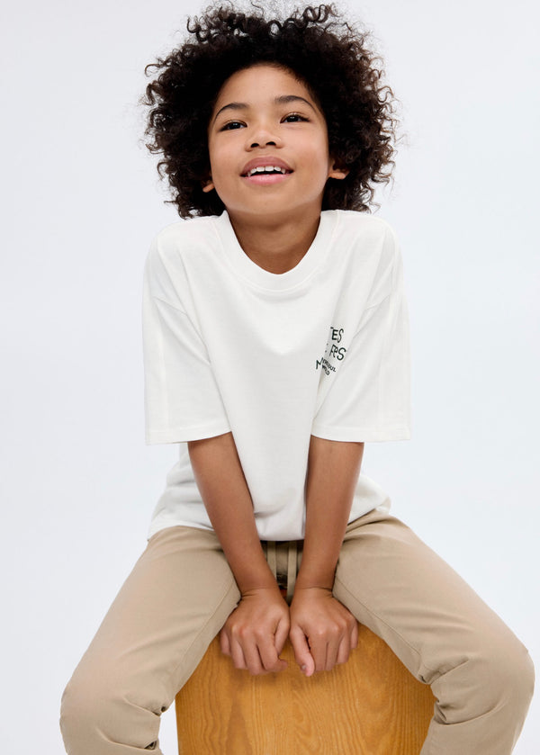 T-Shirt Notes Blanc Cassé - Garçon
