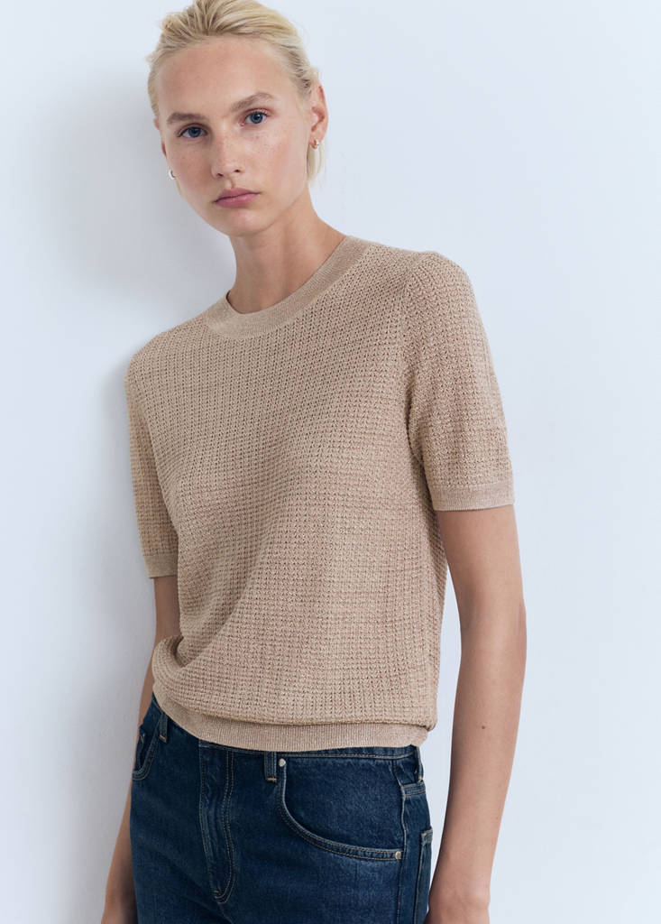 Short-Sleeved Lurex Jumper