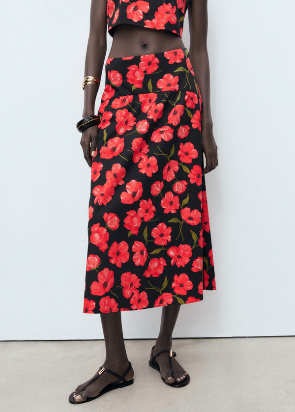 Flared Skirt With Floral Print