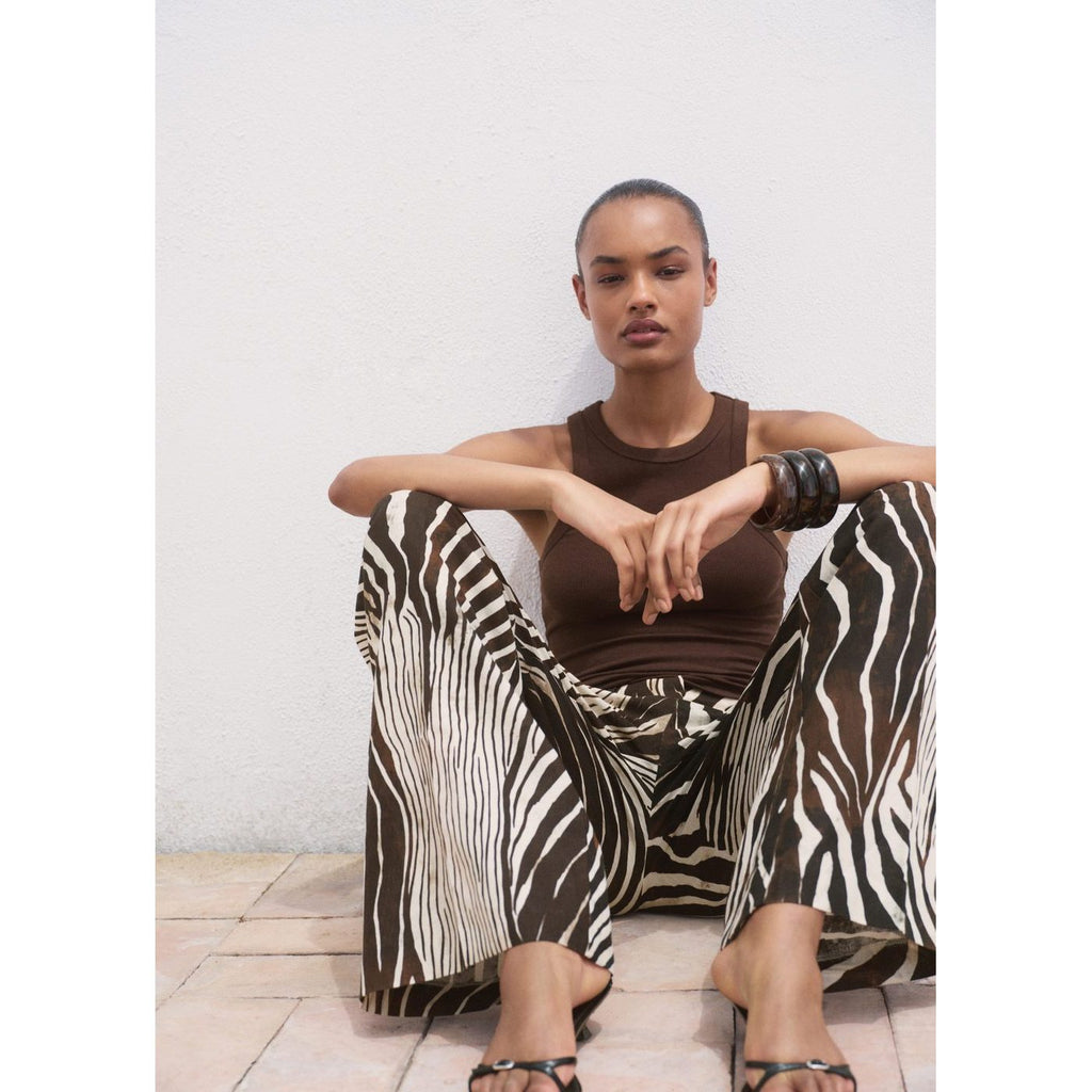 Pantalon Lin Imprimé Zèbre
