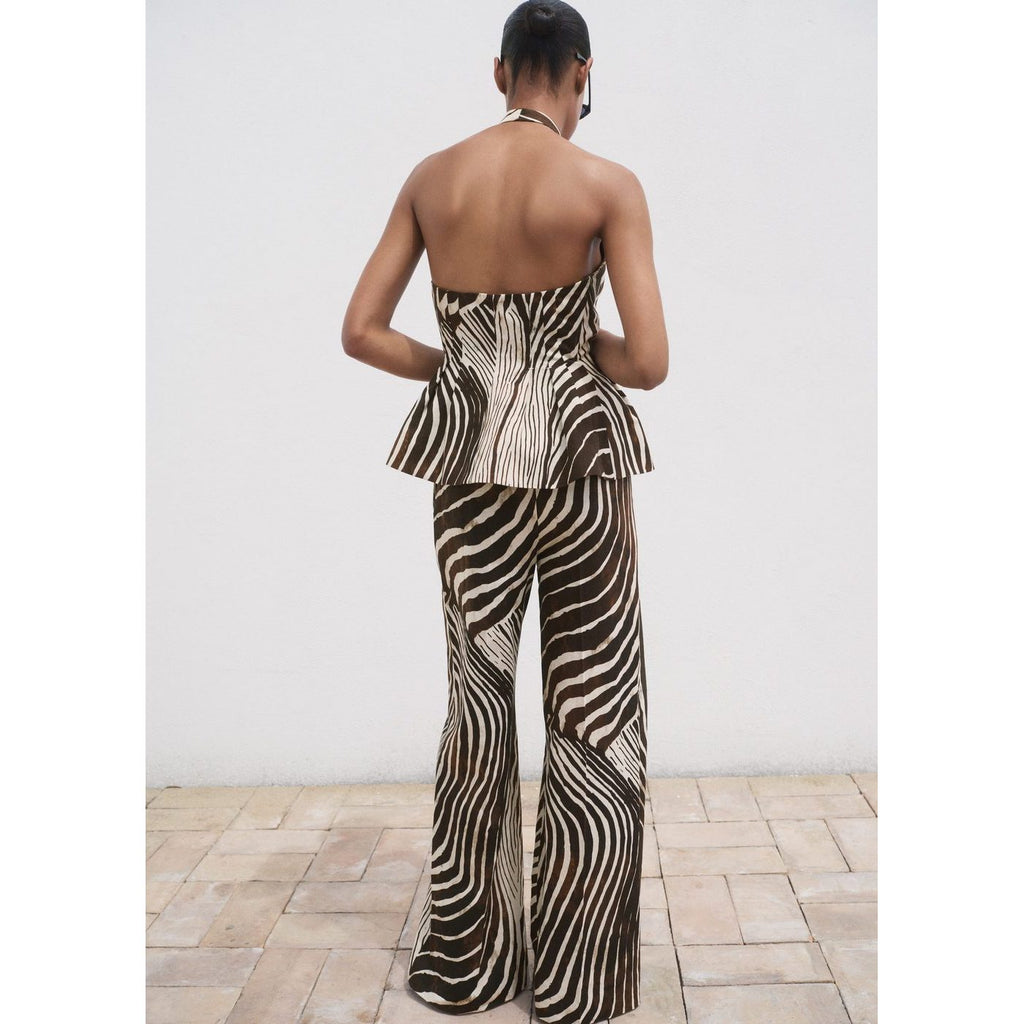 Pantalon Lin Imprimé Zèbre