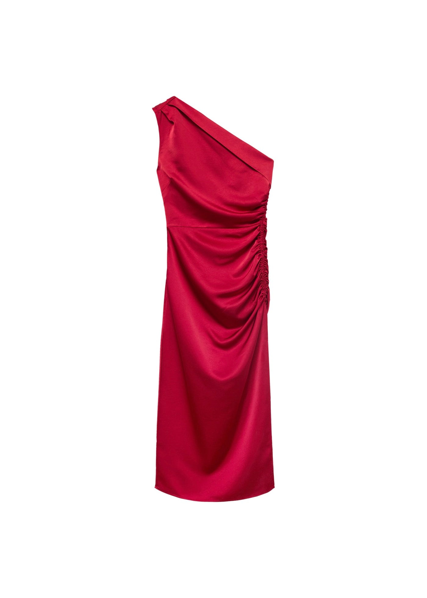 Robe Asymétrique Satinée Avec Fronce Latérale