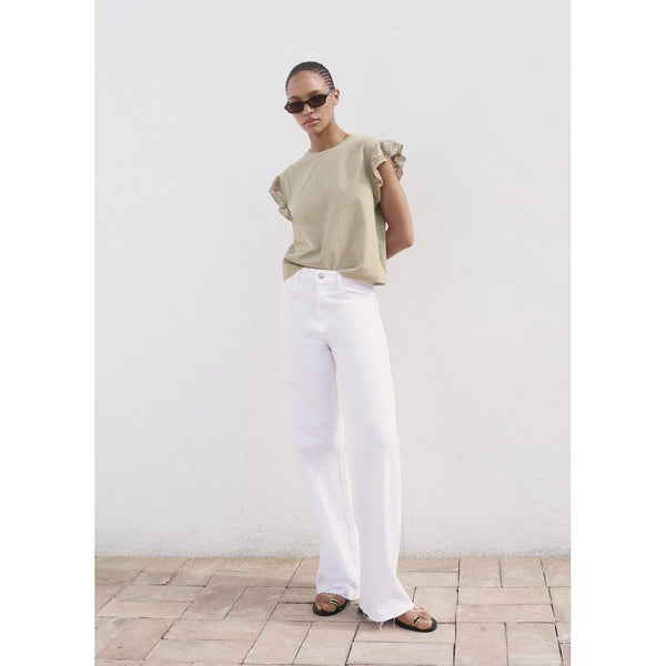 Short Sleeve Ruffle Openwork T-Shirt