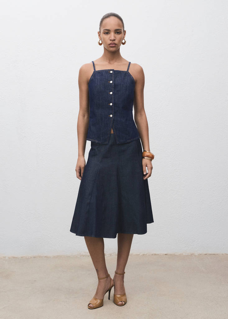 Gonna plissettata in denim