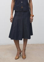 Gonna plissettata in denim