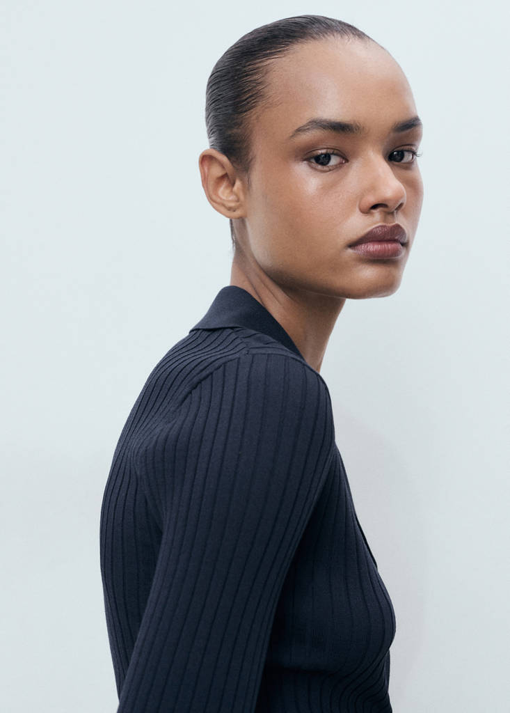 Cardigan Med Ribkantet Revers