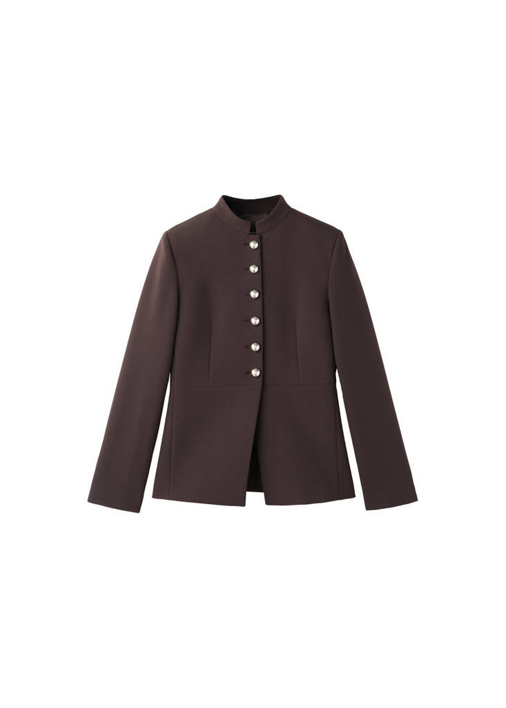 Veste À Col Officier Boutons Bijoux