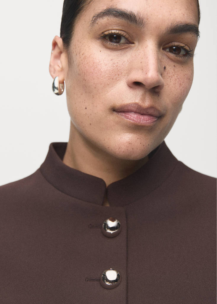 Veste À Col Officier Boutons Bijoux