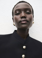 Veste À Col Officier Boutons Bijoux