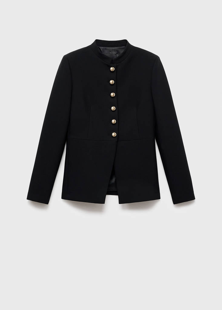 Veste À Col Officier Boutons Bijoux