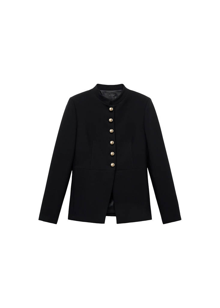 Veste À Col Officier Boutons Bijoux