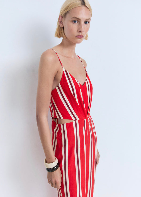 Striped Cut-Out Jumpsuit