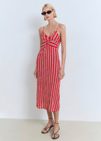 Robe Froncée Rayures