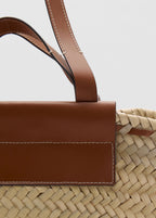 Grand Sac Cabas En Fibre Naturelle Anse Cuir
