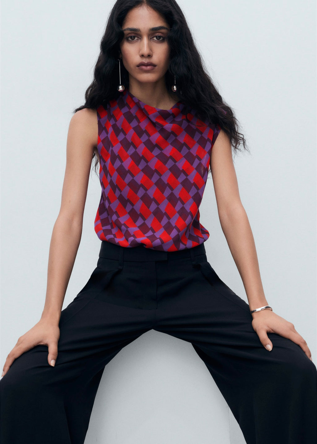Blouse Imprimée Col Bénitier