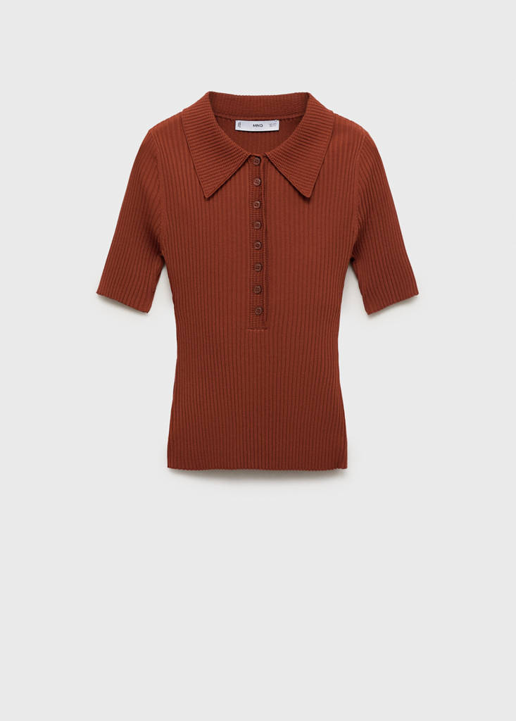 Jersey De Punto De Canalé Con Cuello Polo