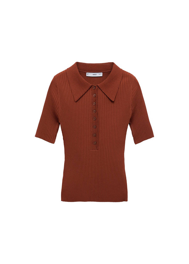 Jersey De Punto De Canalé Con Cuello Polo