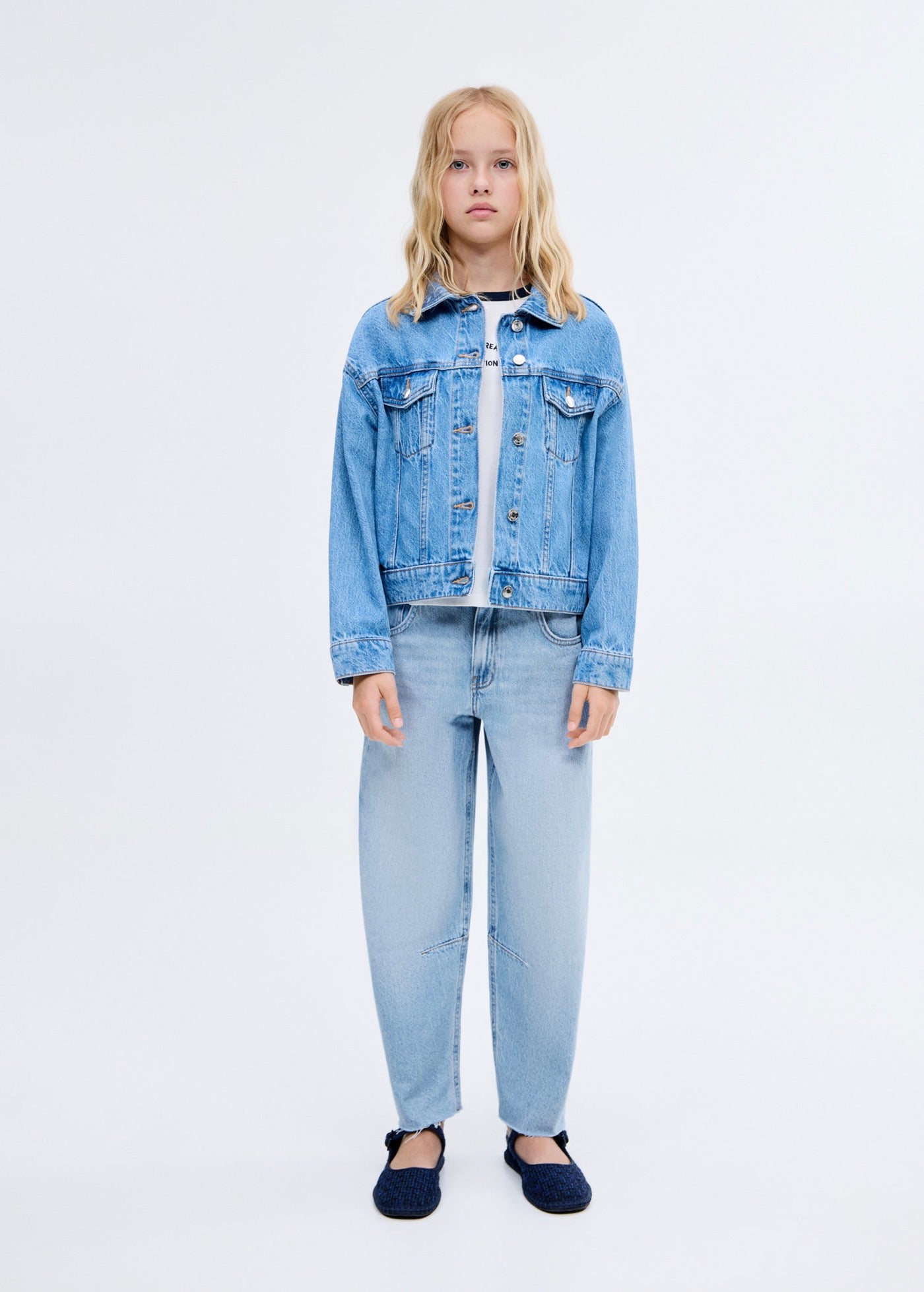 Jean Balloon Bleu Moyen - Fille