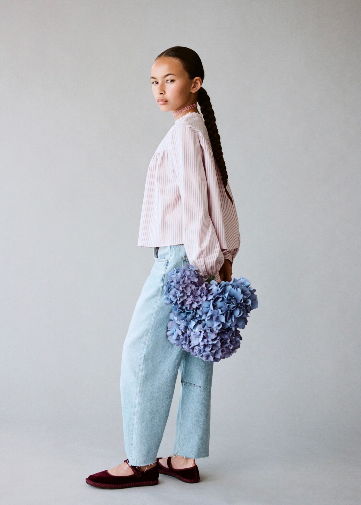 Jean Balloon Bleu Moyen - Fille