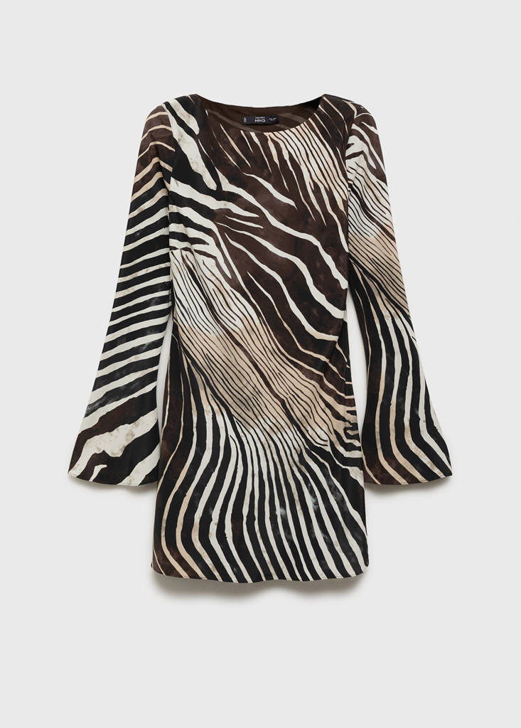 Zebra-Kleid mit ausgestellten Ärmeln