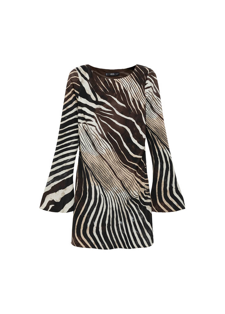 Zebra-Kleid mit ausgestellten Ärmeln