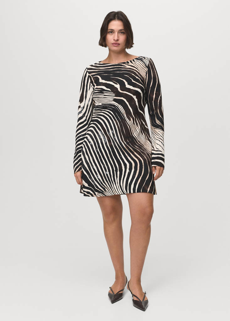 Zebra-Kleid mit ausgestellten Ärmeln