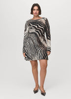 Zebra-Kleid mit ausgestellten Ärmeln