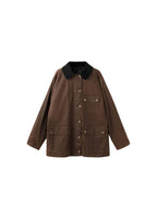 Gewaxte Parka Met Corduroy Kraag