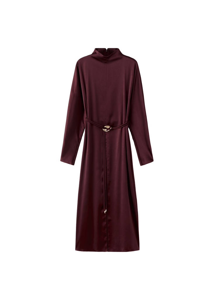 Vestido Satinado Cinturón