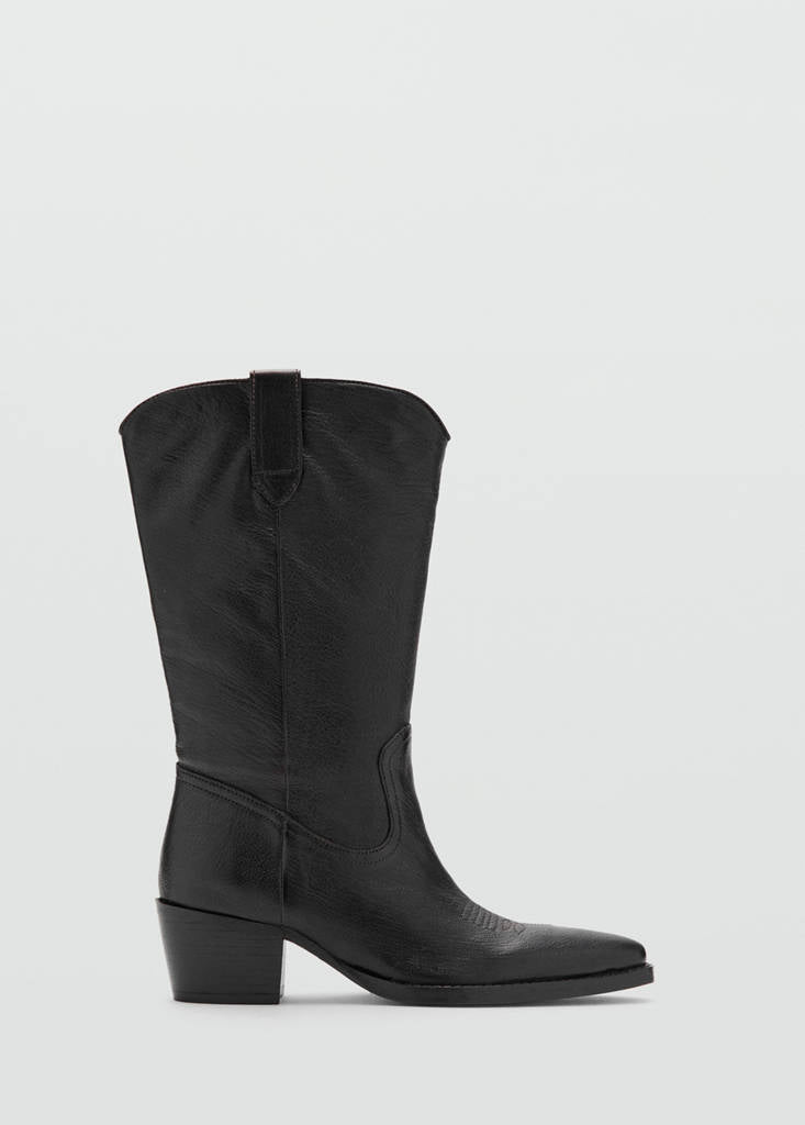 Bottine Bout En Cuir