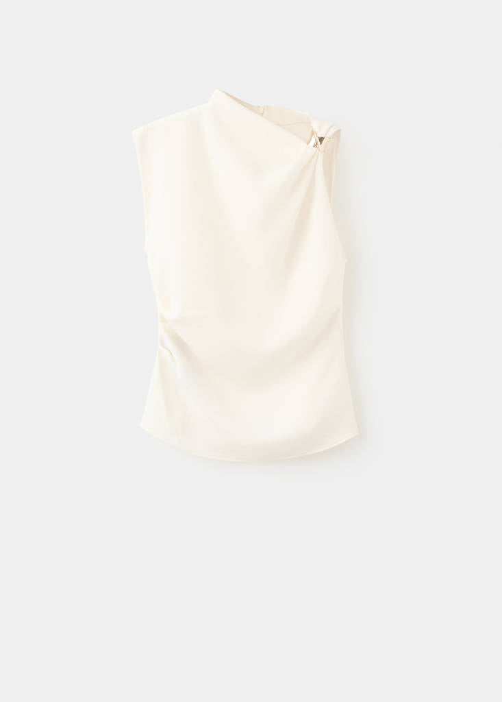Asymmetrisk Bluse Med Metaldetalje